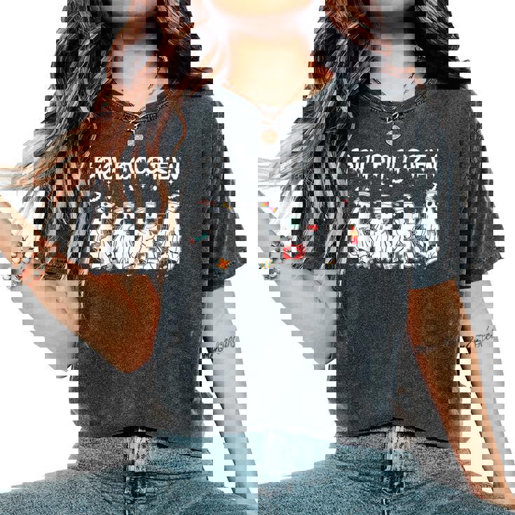 Boo Boo Crew Cute Ghost Nurses Halloween Scrub Top Women's Oversized Comfort T-Shirt