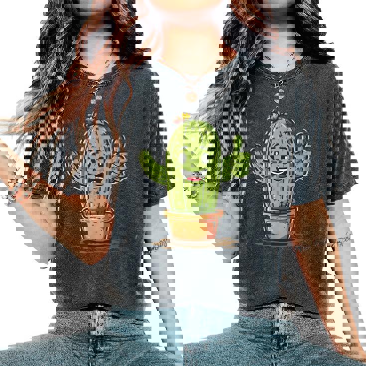 Cactus Inaso Di Fiori Con Pollice Up Costume T-shirt comoda oversize da donna