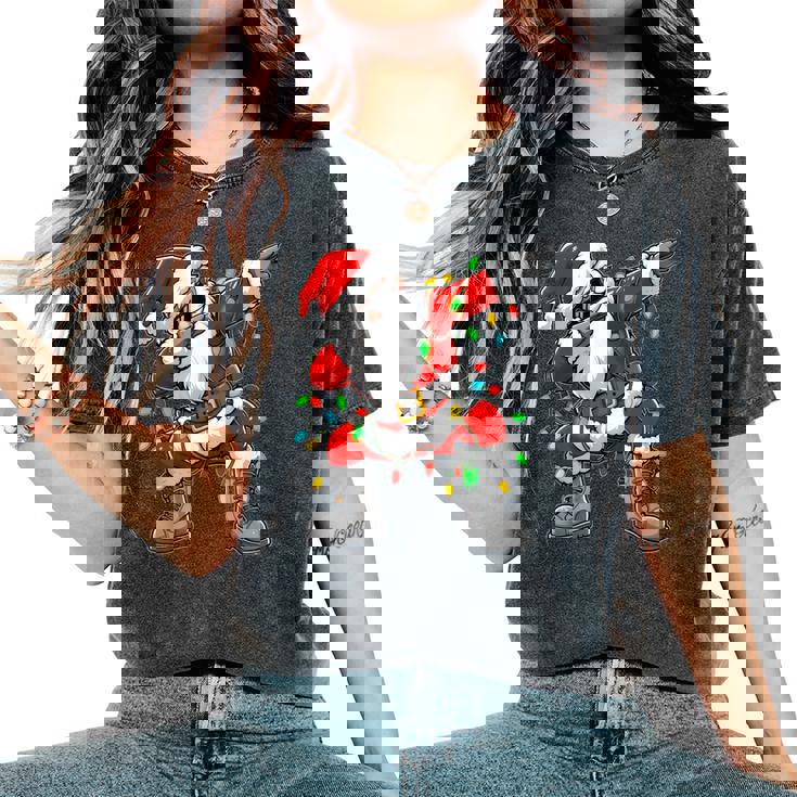Christmas Dabbing Santa Xmas Lights Girls Boys Christmas Dab Women's Oversized Comfort T-Shirt