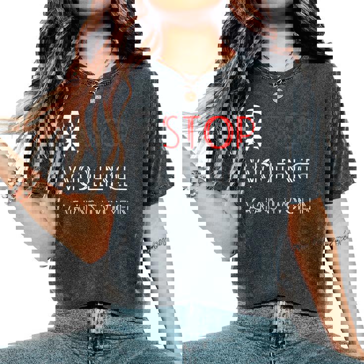 Donna Fermare Laiolenza Contro Donne E Ragazze Nastri Bianchi Con Collo A T-shirt comoda oversize da donna