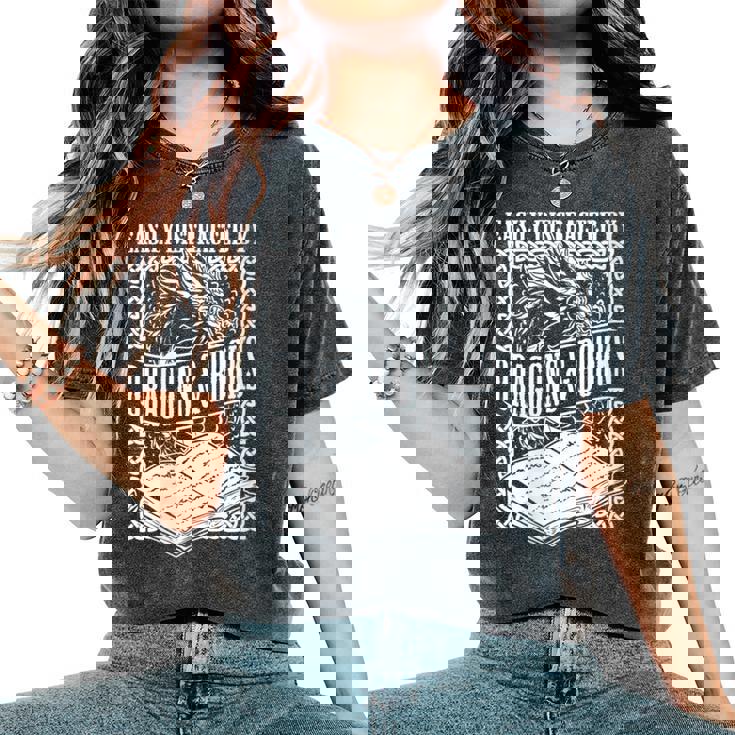 Facilement Distrait Par Les Illustrations Dragons & Books T-shirt oversize confortable pour femme