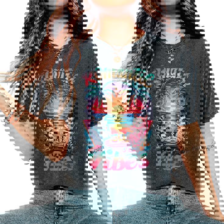 Cat Couple Summer Vibes Retro Cool Cat Romantic Vibes Women's Oversized Comfort T-Shirt