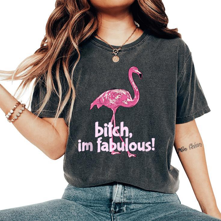 Summer Vibes I'm Fabulous Pink Flamingo Women's Oversized Comfort T-Shirt
