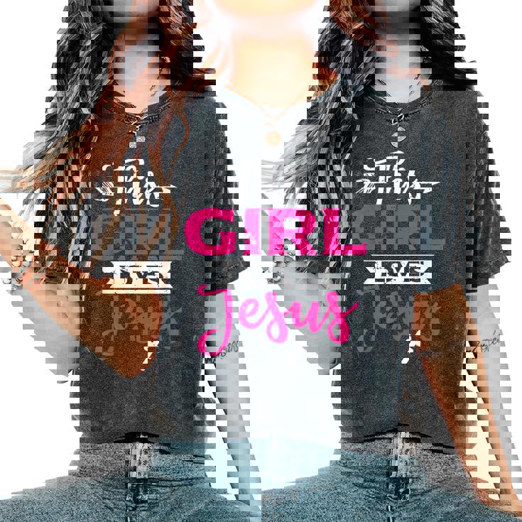 This Girl Loves Jesus Christian Faith Religious Sister T-shirt comoda oversize da donna