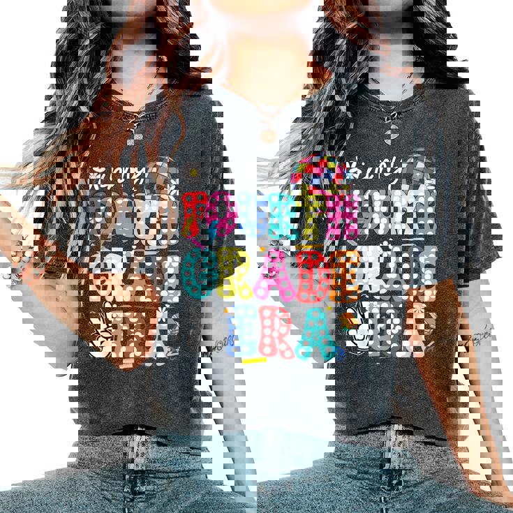 Groovy In My Fourth Grade Era First Day 4Th Grade Kid Teache Women's Oversized Comfort T-Shirt