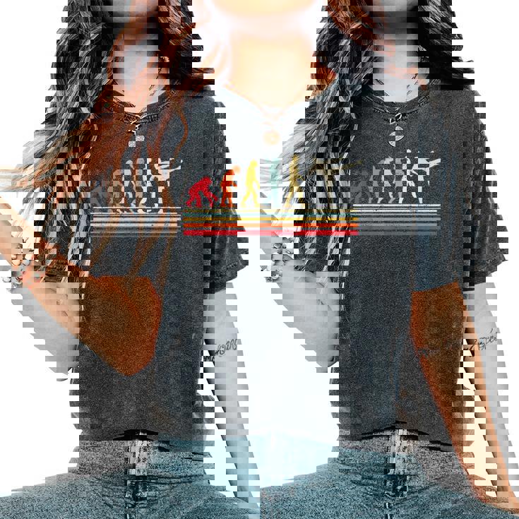 Kick Boxing Evolution Of Manintageintage Retro Donne Reg T-shirt comoda oversize da donna