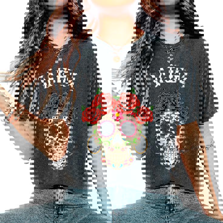 La Jefa Sugar Skullêtements Mexicain Dia De Los Muertos Dead T-shirt oversize confortable pour femme