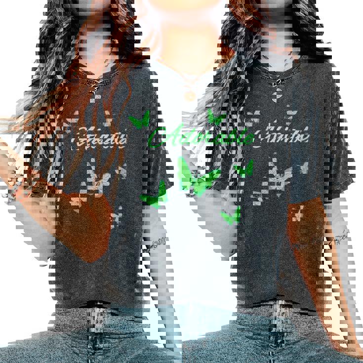 Lindo Adorable Con Mariposaserdes Cuello Camiseta extragrande cómoda para mujer