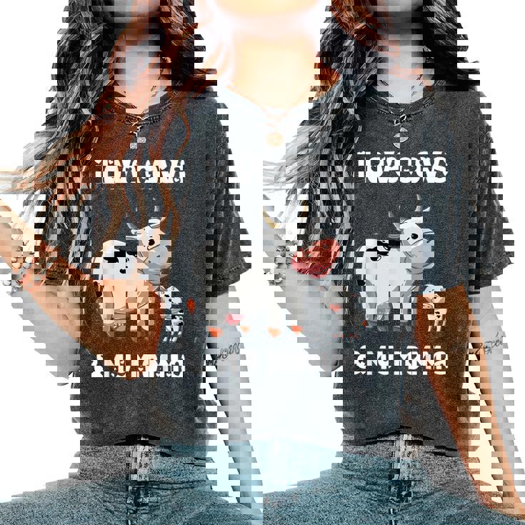 I Love Cows And My Momma Mamá Mamá Madre Madre Hijo Hija Camiseta extragrande cómoda para mujer