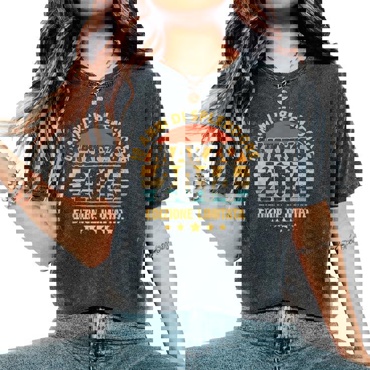 Marzo 2014 10 Anni Compleanno Ragazza Ragazzo 2014 T-shirt comoda oversize da donna
