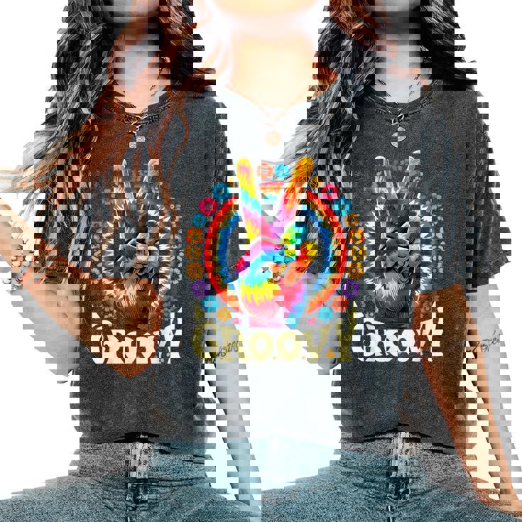Peace Sign Love Groovy Hippie Party Women's Oversized Comfort T-Shirt