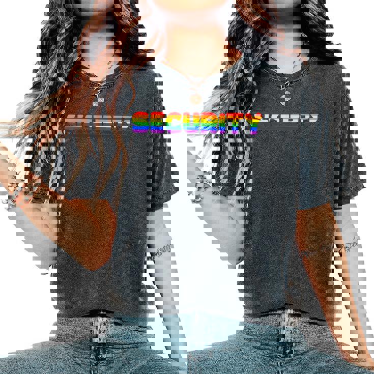 Rainbow Flag Lgtbq That Says Security Women's Oversized Comfort T-Shirt