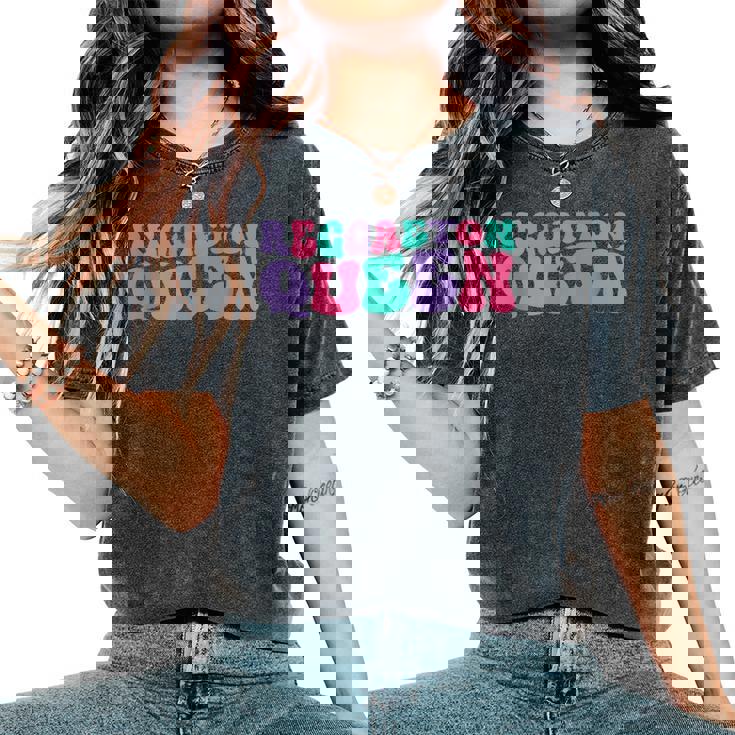 Reggaeton Queen Para Retrointage Ondulado Groovy Camiseta extragrande cómoda para mujer