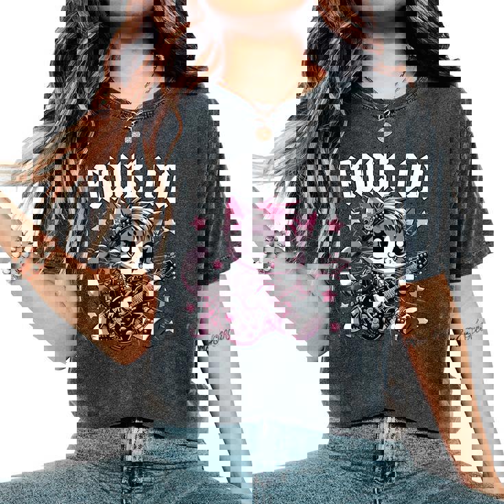 Rock Bambina Rock Ragazza Rock And Roll Gatto Bambina T-shirt comoda oversize da donna