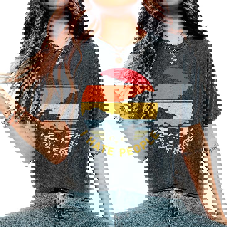 Vintage Retro Divertida De Gato Negro I Hate People Para Hombre Y Camiseta extragrande cómoda para mujer