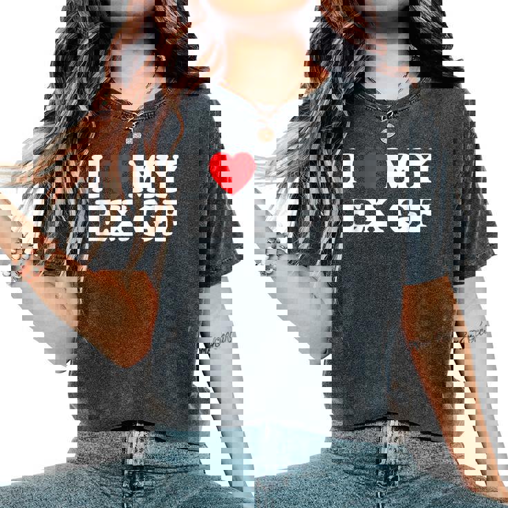 Divertente Con I Heart My Ex Gf I Love My Ex Girlfriend T-shirt comoda oversize da donna