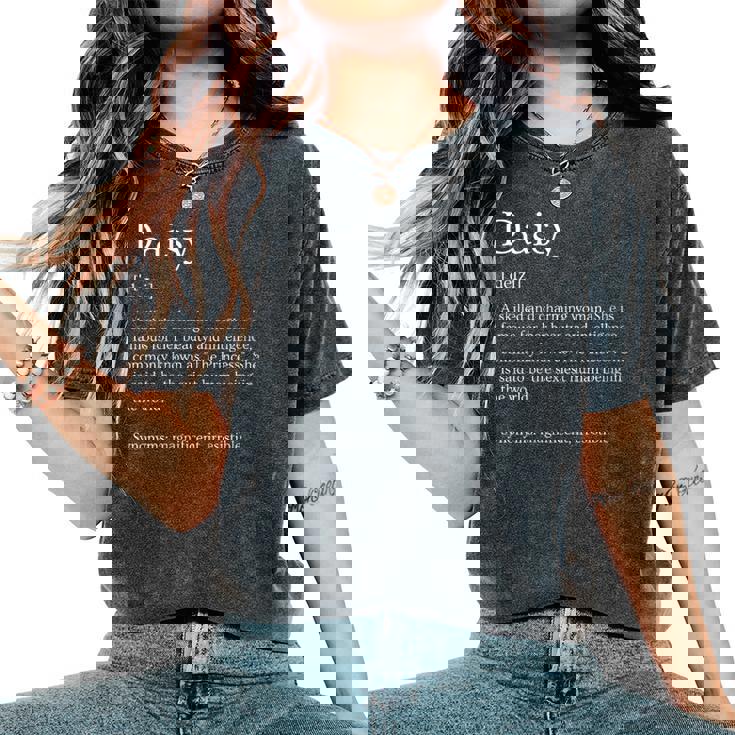 Donna Nome Margherita Divertente Significato Nome Personalizzato Daisy Con Collo A T-shirt comoda oversize da donna