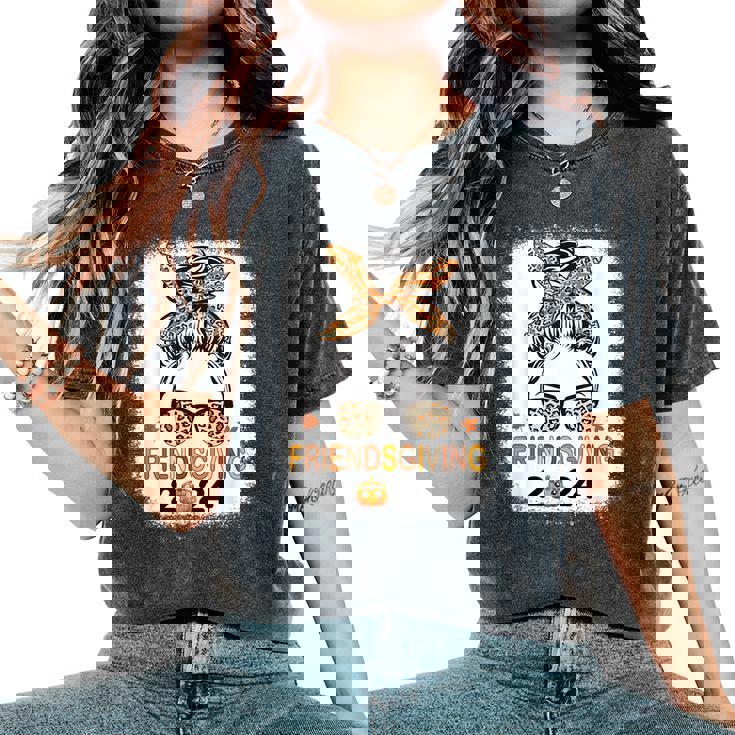 Friends Giving 2024 Thanksgiving Friendsgiving Messy Bun Women's Oversized Comfort T-Shirt Friends Giving 2024 Thanksgiving Friendsgiving Messy Bun Women's Oversized Comfort T-Shirt