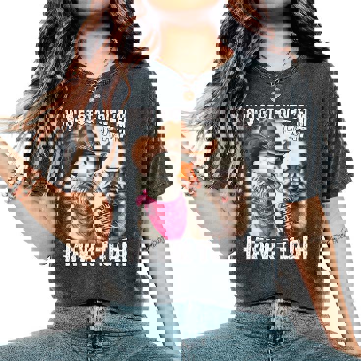 Hawk Tuah Divertente Umorismoirale Memeideo Girl 24 Occidentale T-shirt comoda oversize da donna