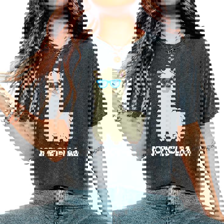 Lama Lama Lama No Problama Alpaca No Probllama Prob Lama T-shirt comoda oversize da donna
