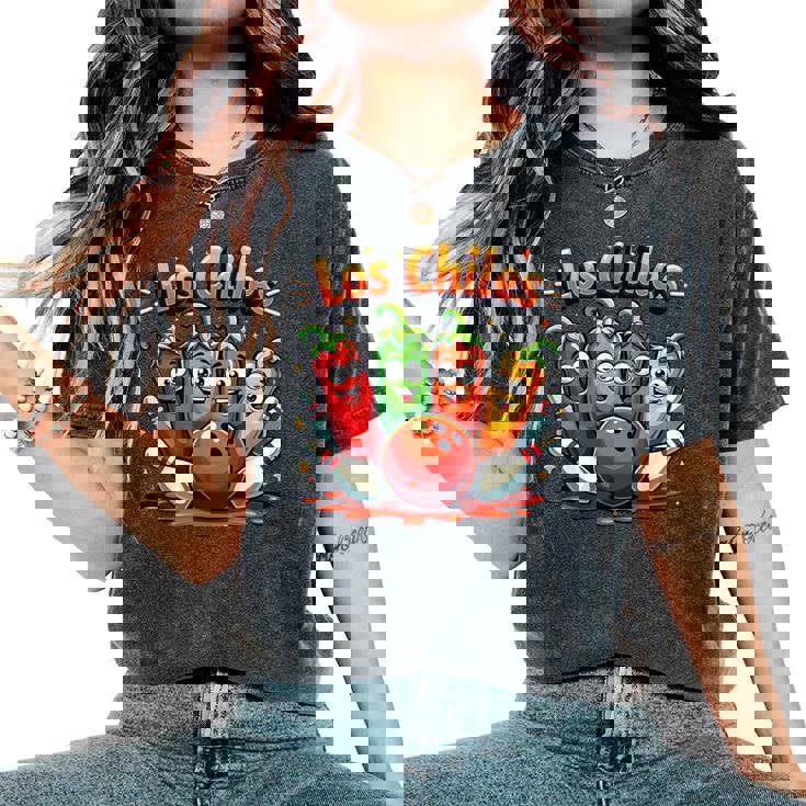 Los Chiles Squadra Bowling Divertente T-shirt comoda oversize da donna