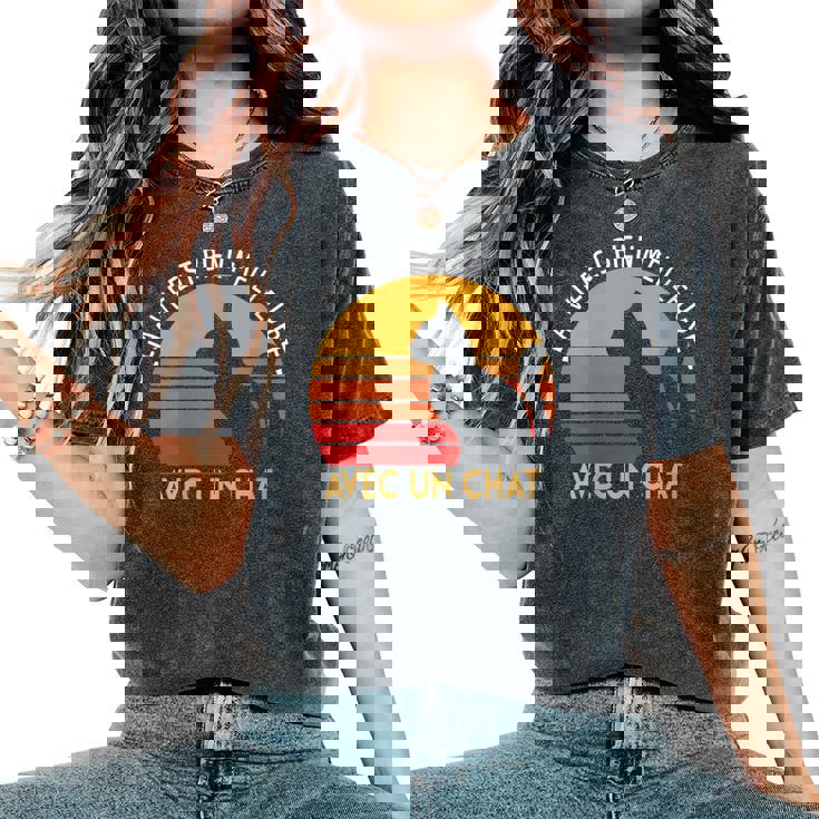 Message Drôle Mignon Cute Kawaii Et Rigolo Humour Chat T-shirt oversize confortable pour femme