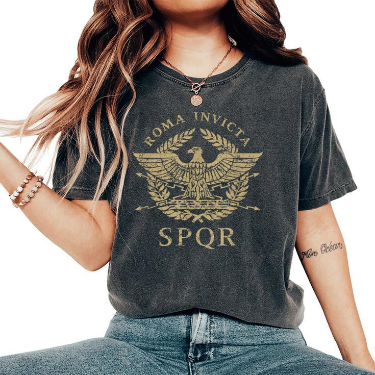 Roma Invicta Spqr Águila Romana Envejecida Camiseta extragrande cómoda para mujer