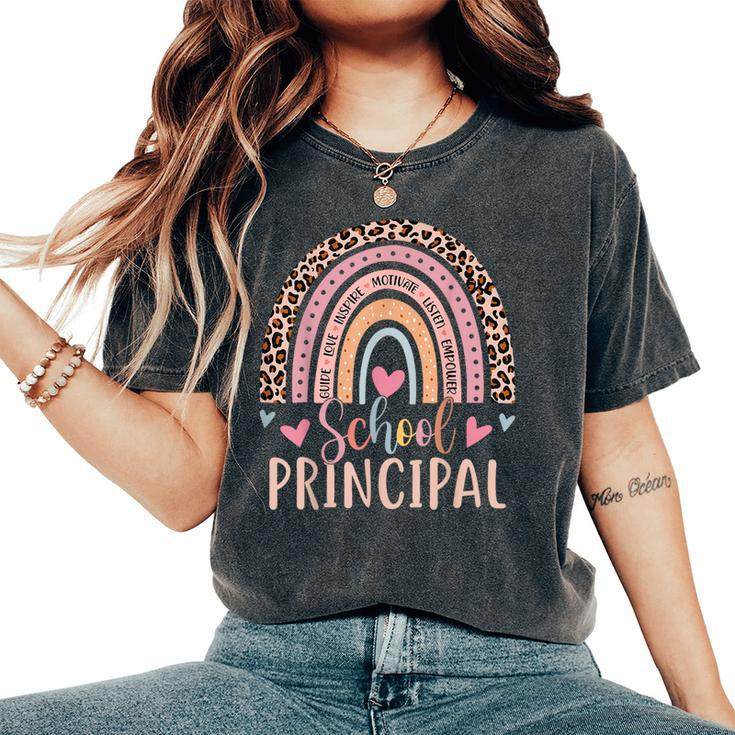 School Principal Rainbow Leopard School Principal Women's Oversized Comfort T-Shirt