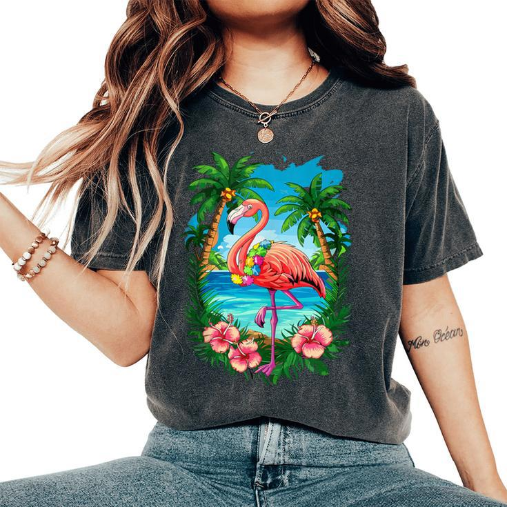 Tropical Flamingo Summer Vibes Beach For A Vacationer Women's Oversized Comfort T-Shirt