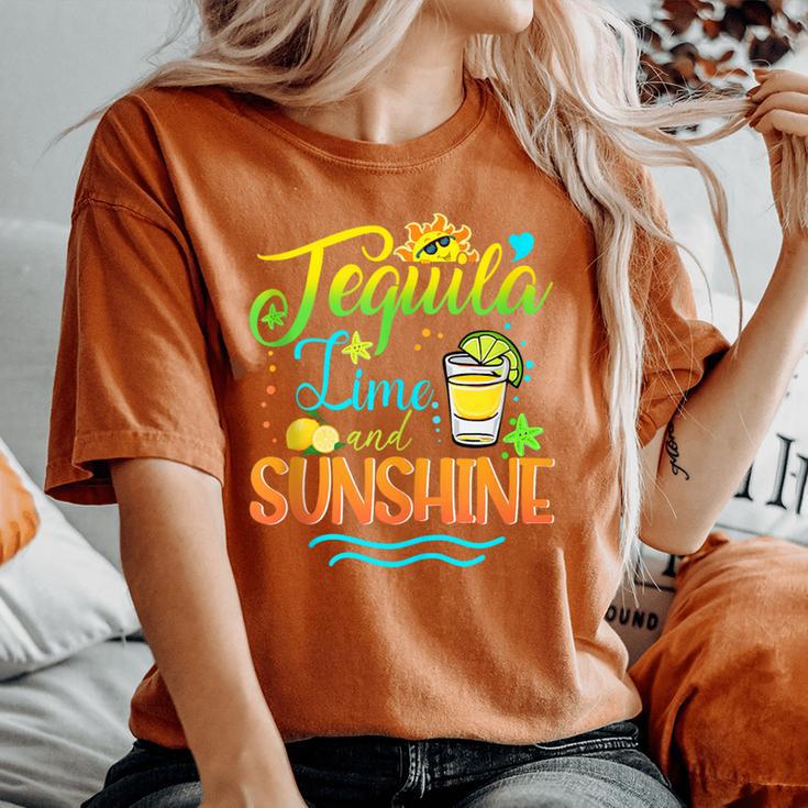 Tequila Lime And Sunshine Hello Summer Vacation Family Women s Oversized Comfort T Shirt Monsterry