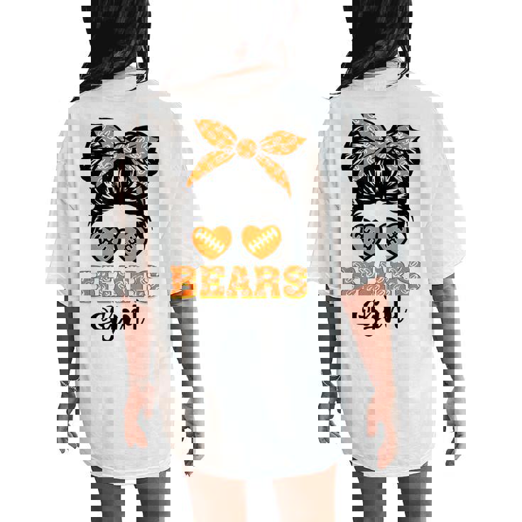 Bears Girl Retro Messy Bun Sports Fan Team Spirit Women's Oversized Comfort T-Shirt Back Print