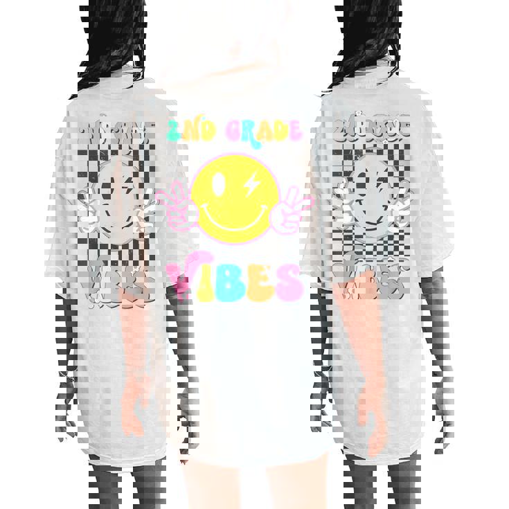 2Nd Grade Vibes Cute Groovy Smile Face Back To School Kid Women's Oversized Comfort T-Shirt Back Print