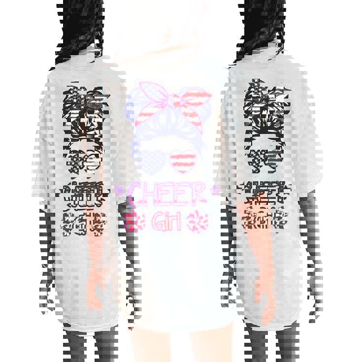 American Flag Cheer Girl 4Th July Usa Patriotic Cheerleader Women's Oversized Comfort T-Shirt Back Print