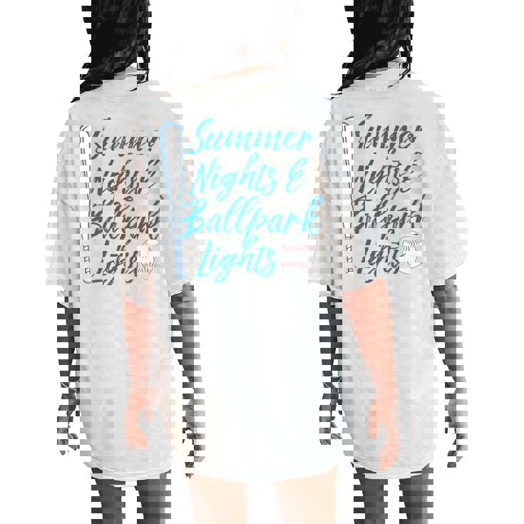Baseball Mom And Dad Summer Nights And Baseball Lights Women's Oversized Comfort T-Shirt Back Print