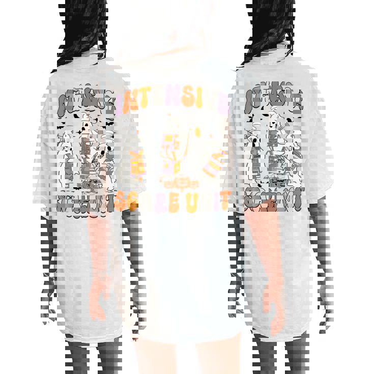 Retro Intensive Care Unit Nurse Halloween Icu Nurse Ghosts Women's Oversized Comfort T-Shirt Back Print