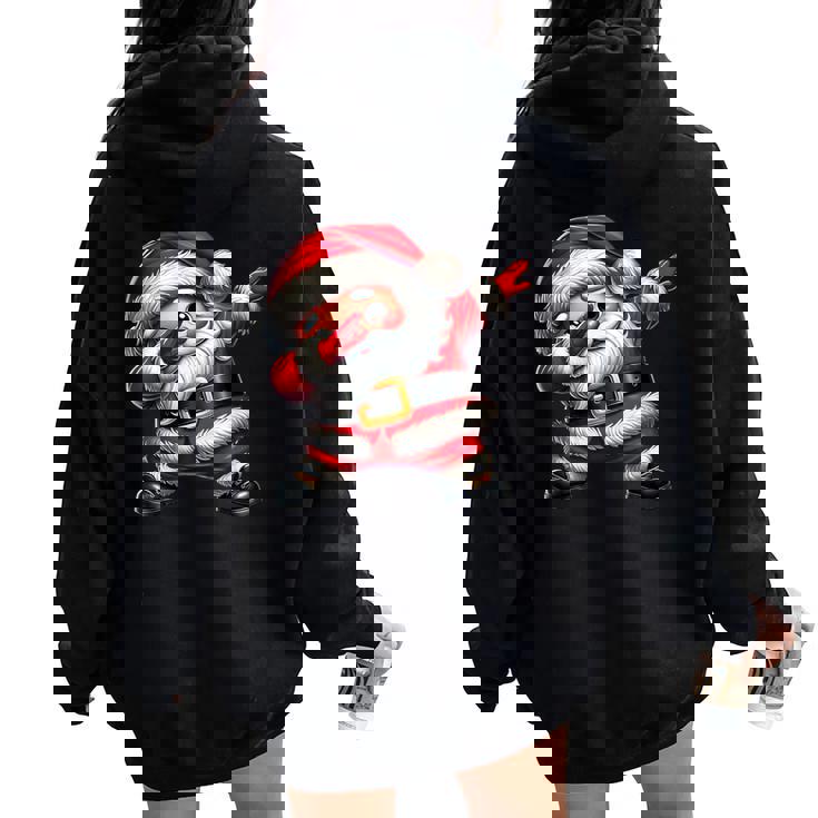 Adorable Père Noël Dab Dance Fun Garçons Filles Famille Sweat à capuche oversize pour femme avec imprimé dans le dos