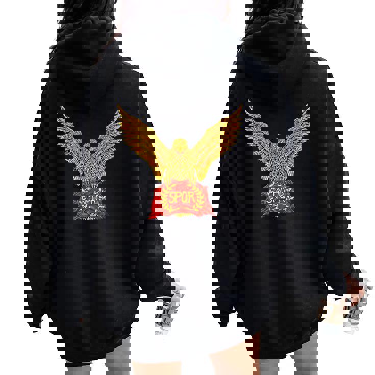 Águila De La Legión Romana Con Bandera Spqr Women Oversized Hoodie Back Print