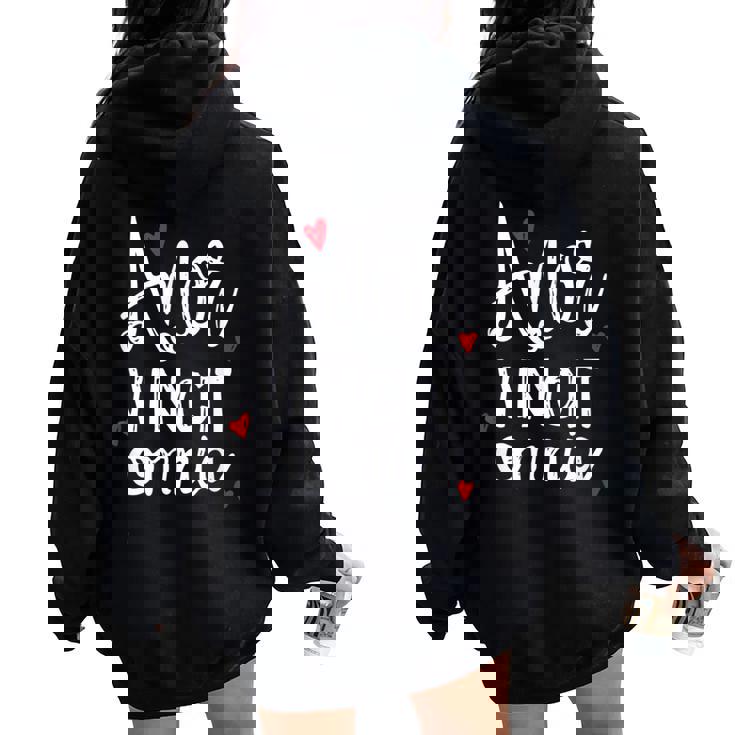 Amorincit Omnia Love Conquers Tutti Detto Italiano Donne Felpa con cappuccio oversize da donna con stampa posteriore