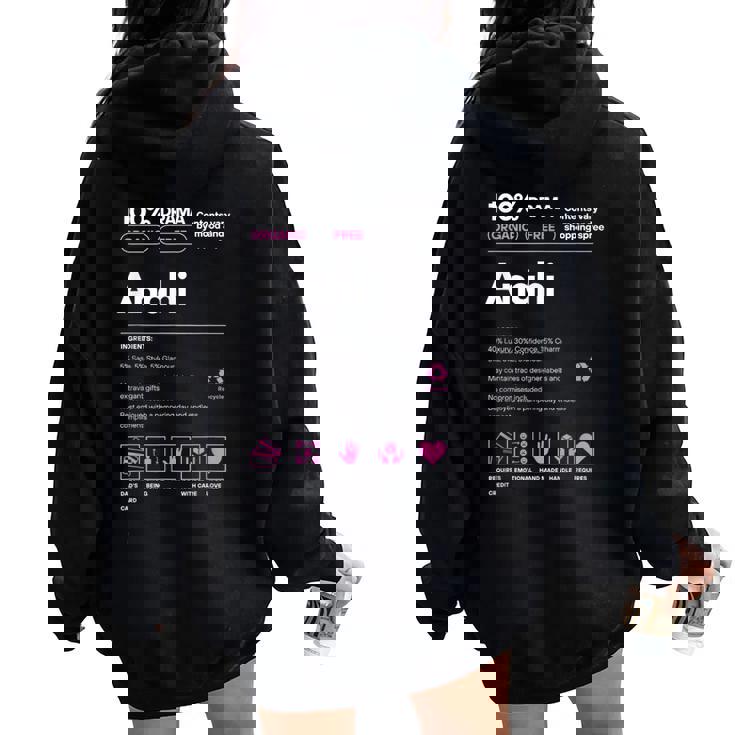 Anahi Name For Anahi Sarcastic Nutrition Facts Women Oversized Hoodie Back Print