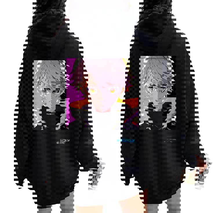 Animé Sweat à capuche oversize pour femme avec imprimé dans le