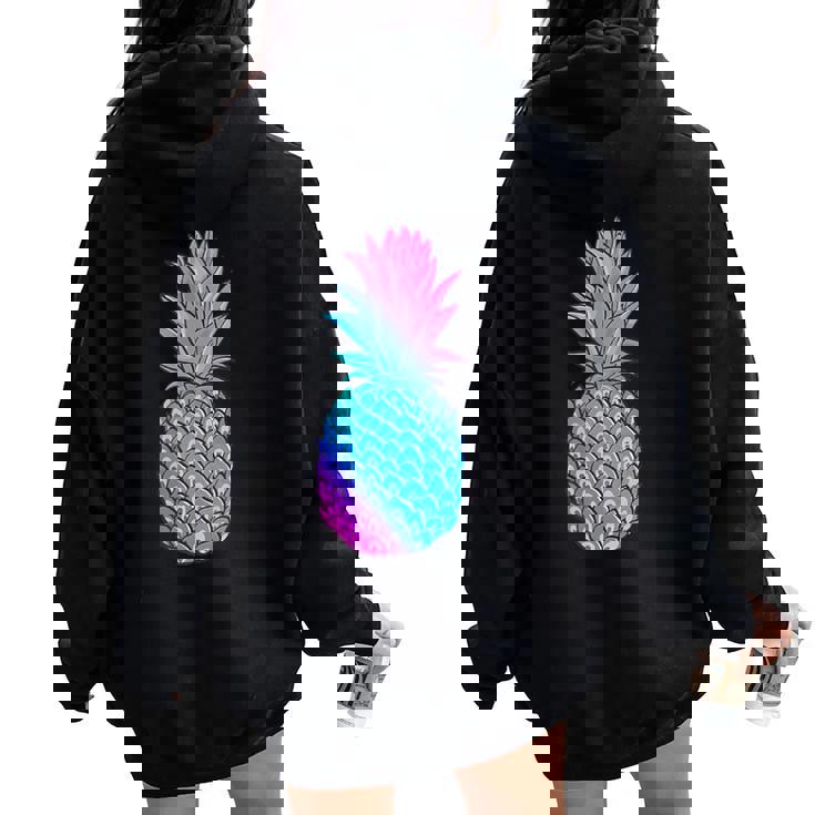 Arcobaleno Ananas Edm Rave Festival Rave Wear Party Techno Felpa con cappuccio oversize da donna con stampa posteriore
