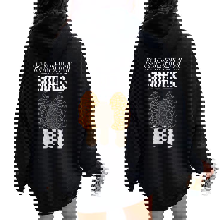Ask Me About Morel Chasse Champignon Drôle Sweat à capuche oversize pour femme avec imprimé dans le dos