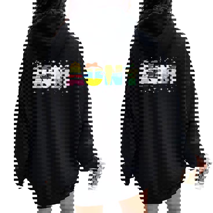 Aunt Of The Birthday Princess Girl Family Matching Women Oversized Hoodie Back Print