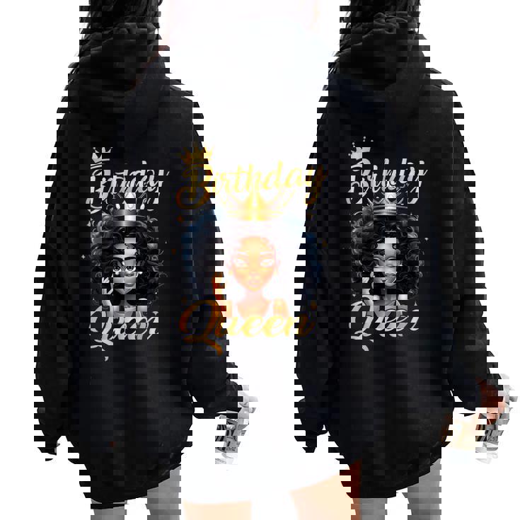 Birthday Queen Melanin Afro African American Girls Women Women Oversized Hoodie Back Print Birthday Queen Melanin Afro African American Girls Women Women Oversized Hoodie Back Print