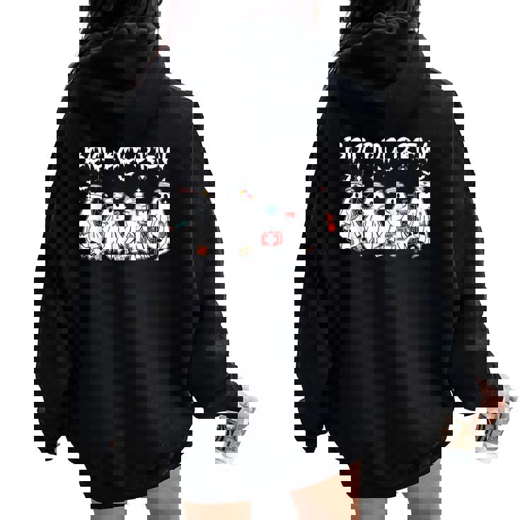 Boo Boo Crew Cute Ghost Nurses Halloween Scrub Top Women Oversized Hoodie Back Print