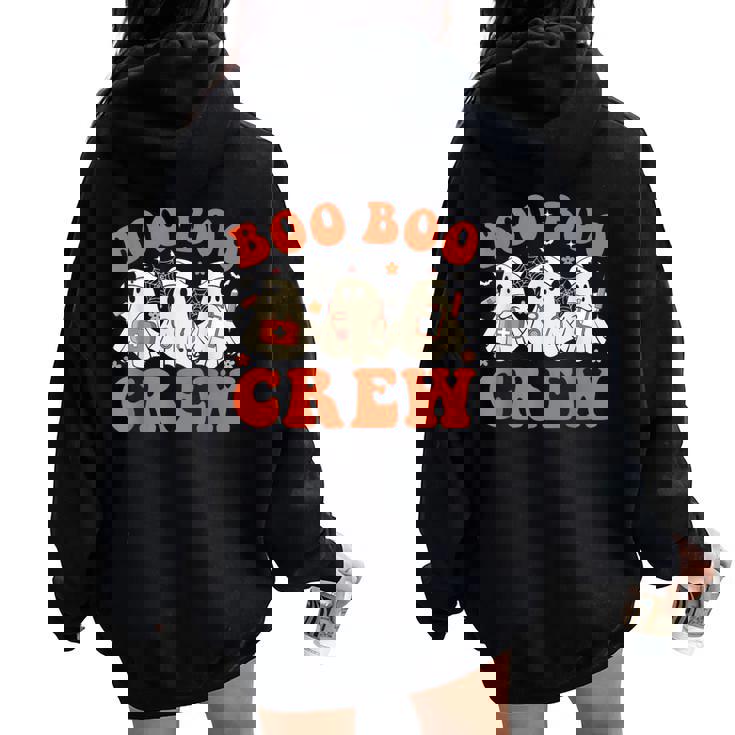 Boo Boo Crew Nurse Ghost Scrub Top Nursing Halloween Costume Women Oversized Hoodie Back Print