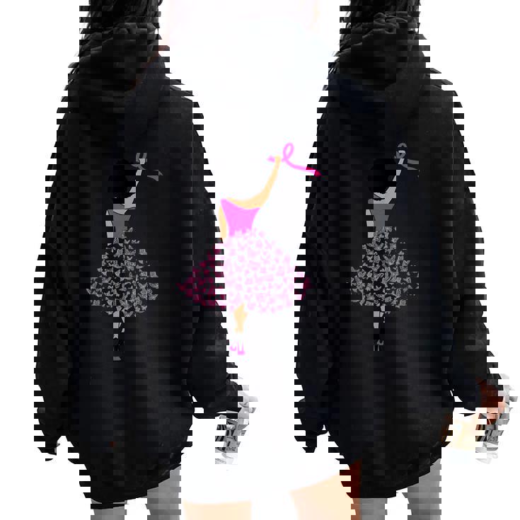 Butterfly African Black Girl Breast Cancer Survivor Warrior Women Oversized Hoodie Back Print
