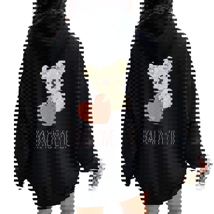 Carino Koala Con Cuore Per Mamma In Australia Idea Regalo Felpa con cappuccio oversize da donna con stampa posteriore
