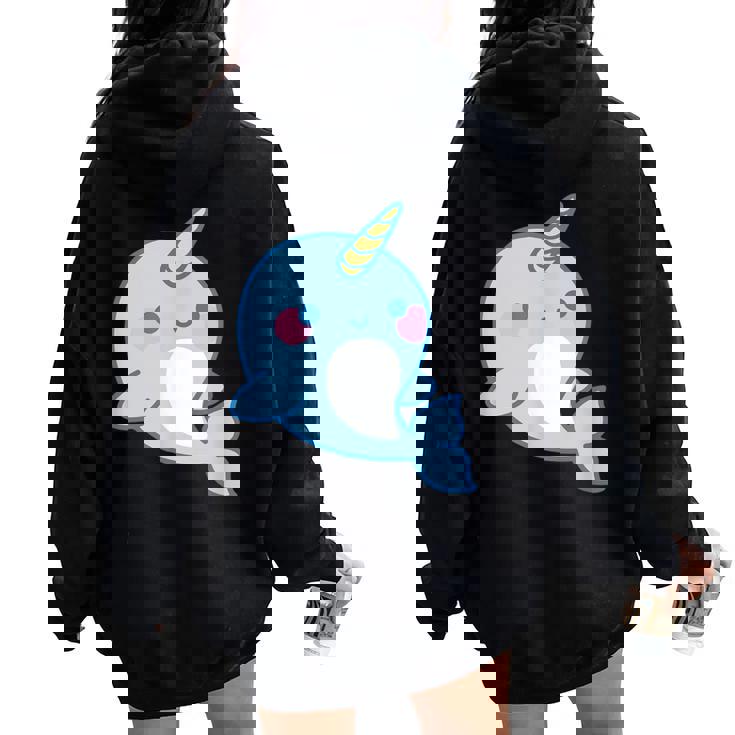 Carino Narvalo The Ocean Unicorn Per Donne E Ragazze Felpa con cappuccio oversize da donna con stampa posteriore