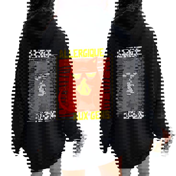 Chat Humour Fille Enfant Allergique Aux Gens Sweat à capuche oversize pour femme avec imprimé dans le dos